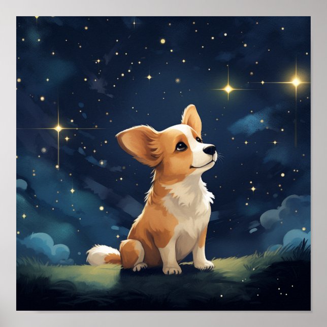 Cute Gazing Pembroke Corgi Poster (Framsidan)