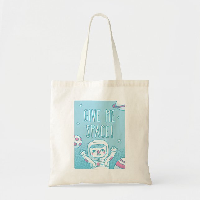 Cute Ge Me Space Pun Doodle Astronaut Tote Tygkasse (Framsidan)