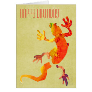 Cute gecko lizard reptile art hälsningskort