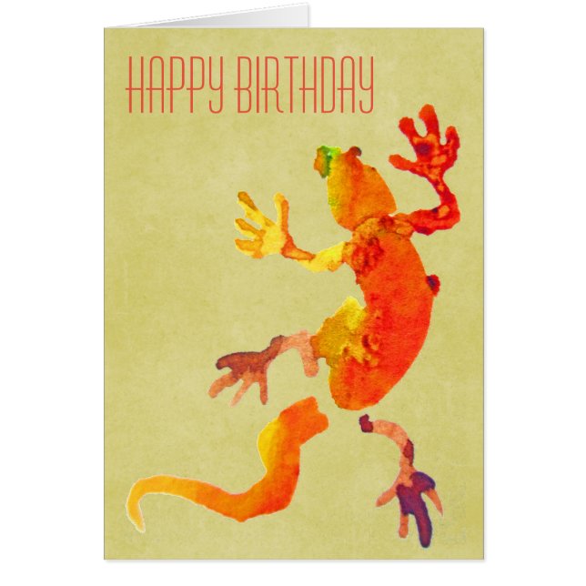 Cute gecko lizard reptile art hälsningskort (Framsidan)