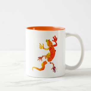 Cute gecko lizard reptile art Två-Tonad mugg