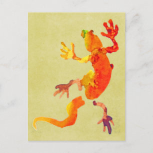 Cute gecko lizard reptile art vykort