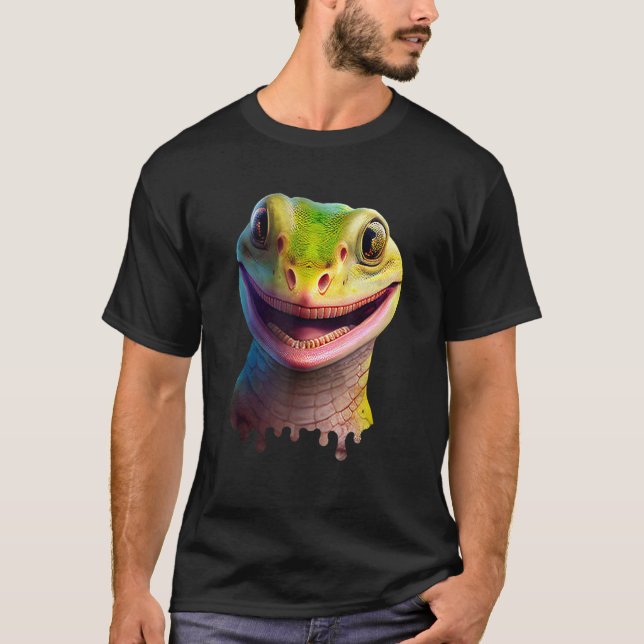 Cute Gecko Wildlife Lizard T Shirt (Framsida)
