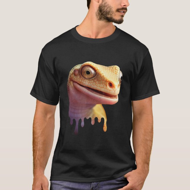 Cute Gecko Wildlife Lizard T Shirt (Framsida)