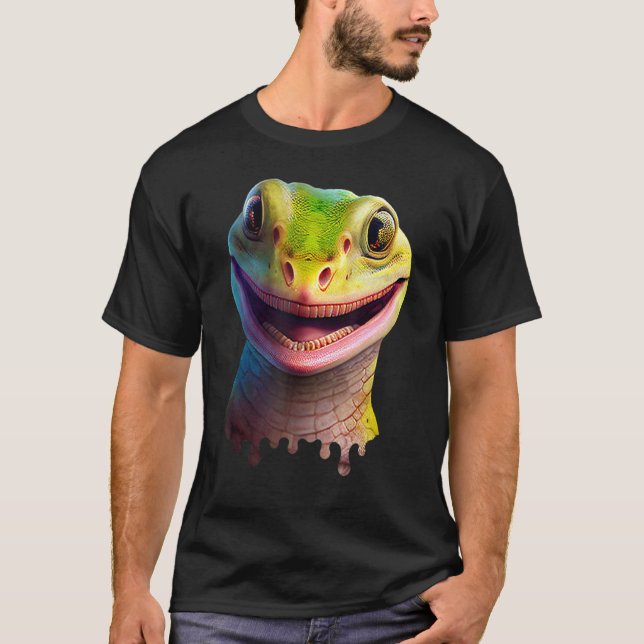Cute Gecko   Wildlife Lizard T Shirt (Framsida)