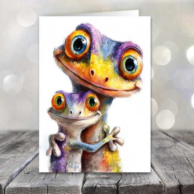 Cute Geckos Father's Day Helgkort (Skapare uppladdad)