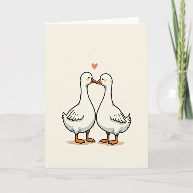 Cute Geese Couple Love Card Kort (Framsida)