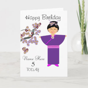 Cute Geisha Girl Personlig Birthday Card Kort