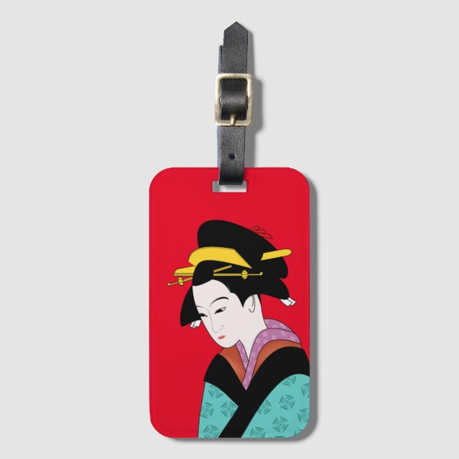 Cute Geisha Japansk konst Bagagebricka (Framsida vertikal)