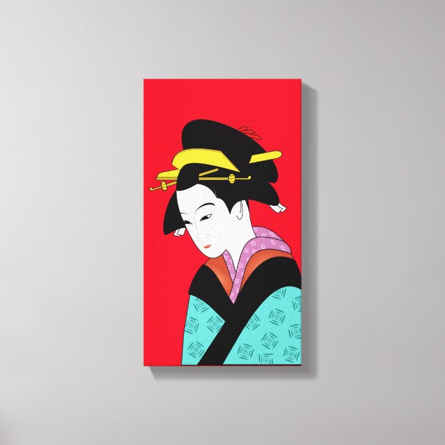 Cute Geisha Japansk konst Canvastryck (Framsida)