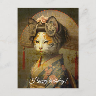 Cute geisha-katt. Anpassa. Vykort