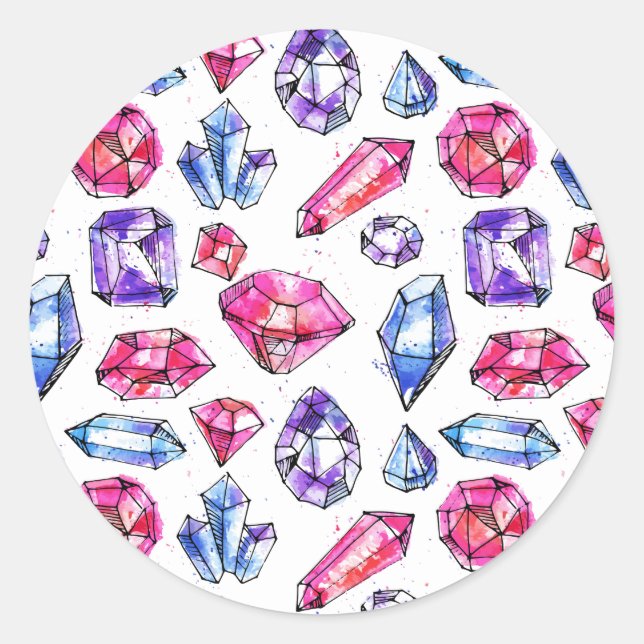 Cute Gem Mönster Runt Klistermärke (Framsida)