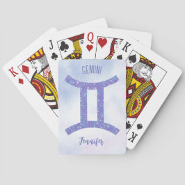 Cute Gemini Astrology Sign Personlig Lila Casinokort