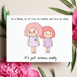 Cute Gemini i Kawaii Stil Vykort