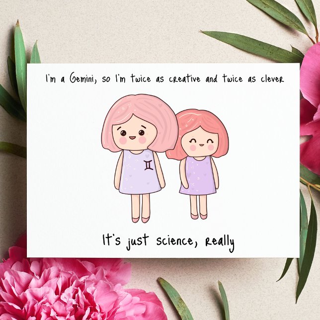 Cute Gemini i Kawaii Stil Vykort (Skapare uppladdad)
