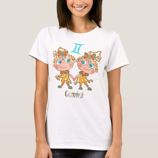 Cute Gemini Twillingars T Shirt (Framsida)