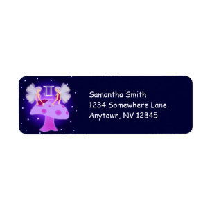 Cute Gemini Zodiac Anpassningsbar Adressetiketters Returadress Etikett