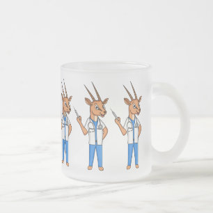 Cute Gemsbok antelope doktor tecknad Frostad Glasmugg