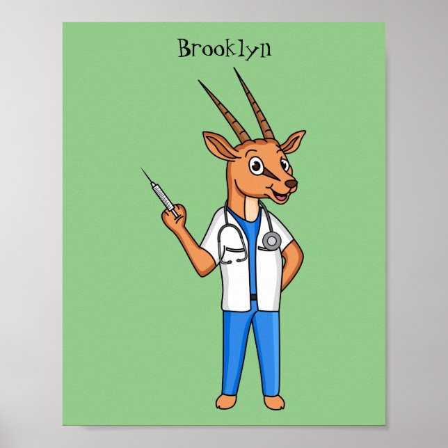 Cute Gemsbok antelope doktor tecknad Poster (Framsidan)
