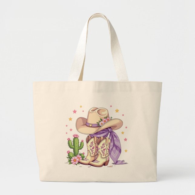 Cute Gen Z Western Boho Cowgirl Fashion Accessory Jumbo Tygkasse (Framsidan)