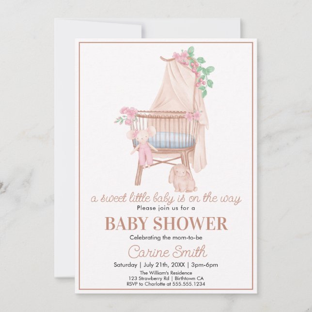 Cute Gender Neutral Boho Greenery Baby Shower Inbjudningar (Framsida)