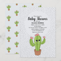 Cute Gender Neutral Cactus Plant Namn Baby Shower