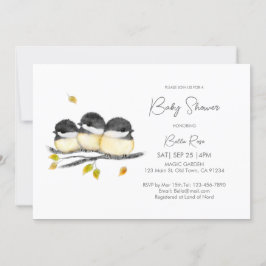 Cute Gender Neutral Chickadees Baby Shower Inbjudningar