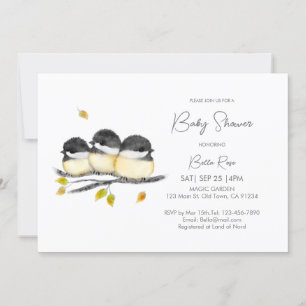 Cute Gender Neutral Chickadees Baby Shower Inbjudningar