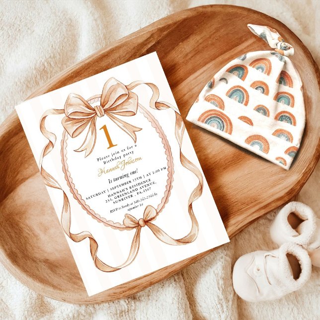 Cute Gender Neutral Coquette 1:a födelsedagen Part Inbjudningar (Skapare uppladdad)