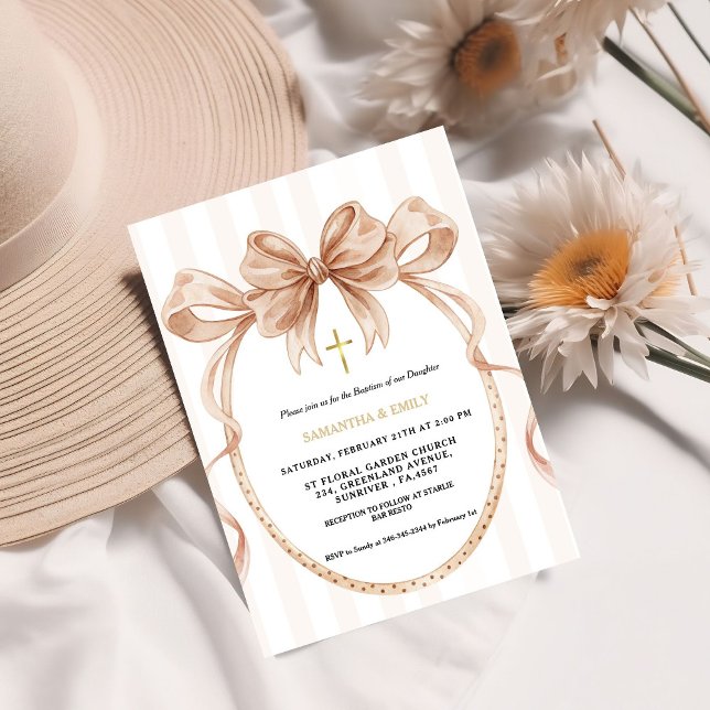 Cute Gender Neutral Coquette Baptism Inbjudningar (Skapare uppladdad)