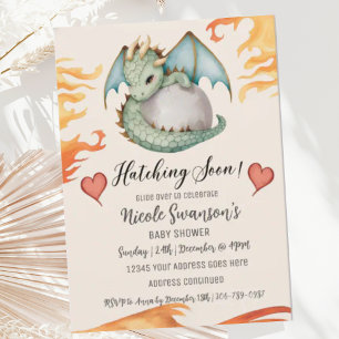 Cute Gender Neutral Dragon Egg Baby Shower Inbjudningar