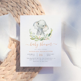 Cute Gender Neutral Elephant Baby Shower Inbjudan Vykort