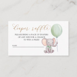 Cute Gender Neutral Elephant Diaper Raffle Tilläggskort