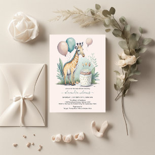 Cute Gender Neutral Giraffe Baby Shower Inbjudningar