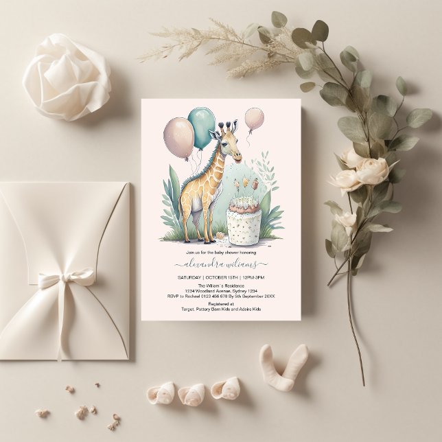 Cute Gender Neutral Giraffe Baby Shower Inbjudningar (Skapare uppladdad)
