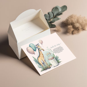 Cute Gender Neutral Giraffe Bokar för baby Inbjudningar
