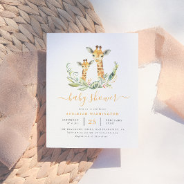 Cute Gender Neutral Giraffe Thworthy Baby Shower Inbjudan Vykort