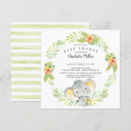 Cute Gender Neutral Jungle Elephant Baby Shower Inbjudningar