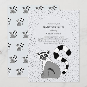 Cute Gender Neutral Jungle Lemur Namn Baby Shower Inbjudningar
