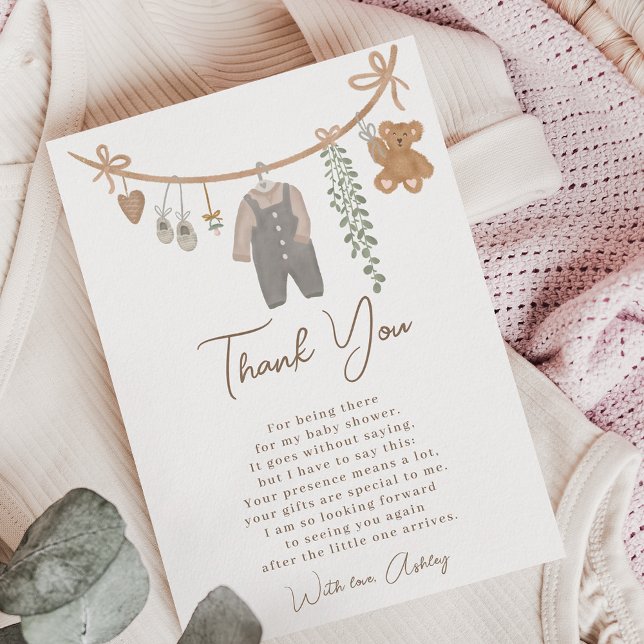 Cute gender neutral line boho babydusch tack kort (Cute gender neutral line boho baby shower thank you card)