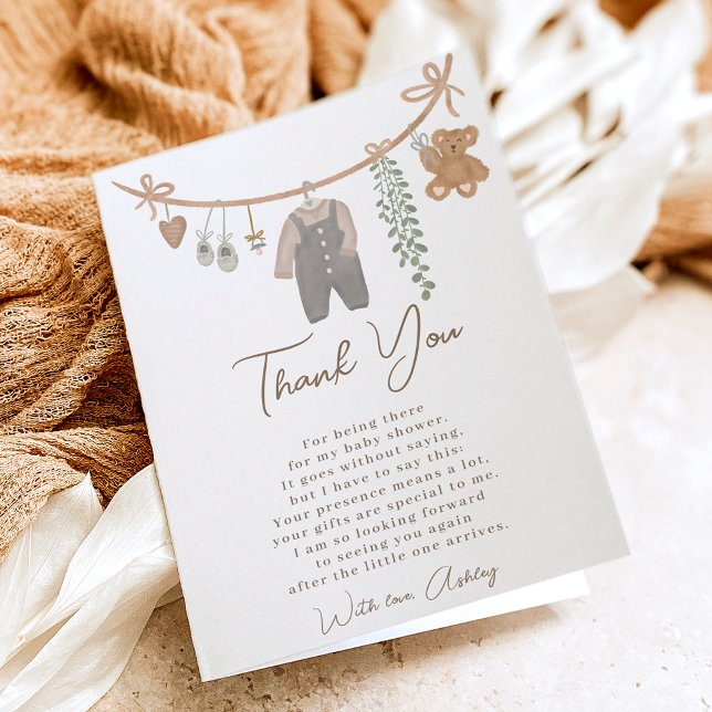 Cute gender neutral line boho babydusch tack kort (Cute gender neutral line boho baby shower thank you card)