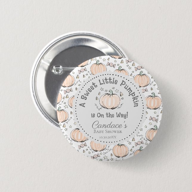 Cute Gender Neutral Little Pumpkin Baby Shower Knapp (Framsida & baksida)