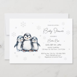 Cute Gender Neutral Penguin Baby Shower Inbjudningar