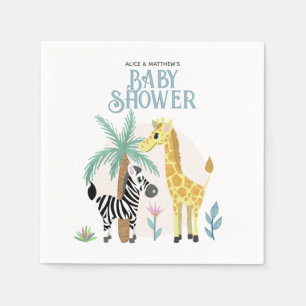 Cute Gender Neutral Safari Animal Baby Shower Pappersservett
