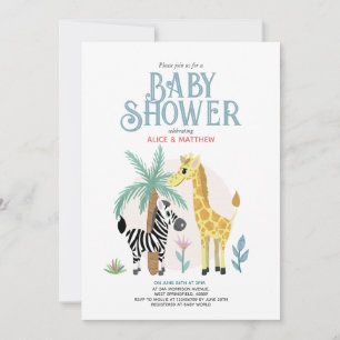 Cute Gender Neutral Safari Baby Shower Inbjudningar