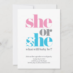 Cute Gender Reveal Inbjudningar