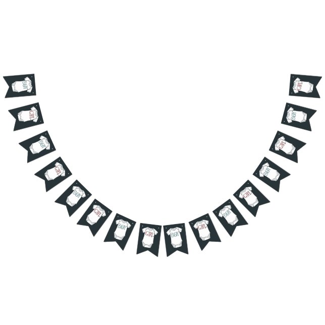 Cute Gender Reveal Party Bunting Flaggor (Alla)