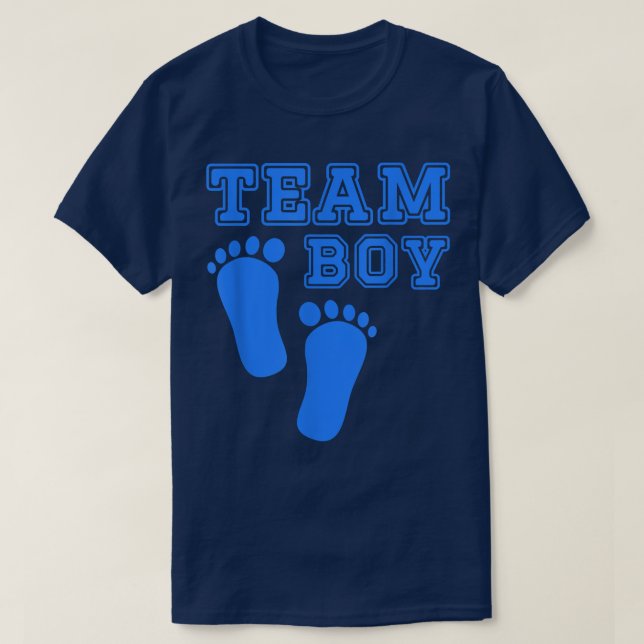 Cute Gender Reveal Team Boy-dusch Blue pregn T Shirt (Design framsida)