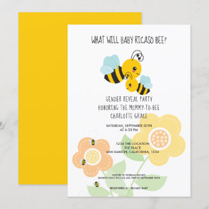 Cute Gender visar vad Baby Bee Baby Shower kommer Inbjudningar