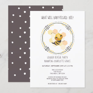 Cute Gender visar vad Baby Bee Baby Shower kommer  Inbjudningar